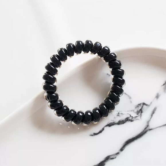 [4/$20] Women telephone Hair Ties Set of 5 - Black - Picture 1 of 2
